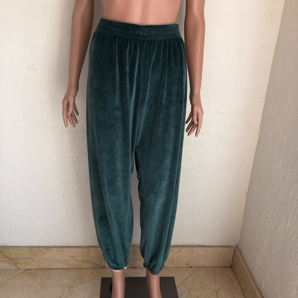 Victoria’s Secret Pink Velvet Fleece Hunter Green Sweatpants Women’s Size L